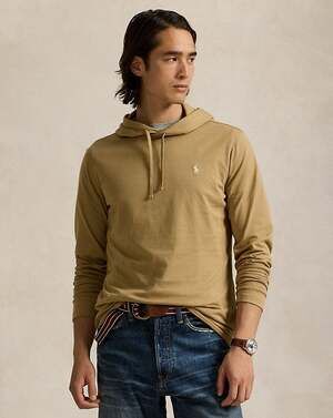 Polo Ralph Lauren Men's Cotton Jersey Hooded T-Shirt in Cafe Tan size L